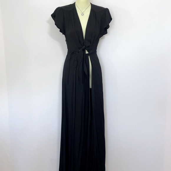 REFORMATION BLACK MAXI WRAP DRESS RAYON/VISCOSE EXCELLENT  2 - Picture 6 of 9